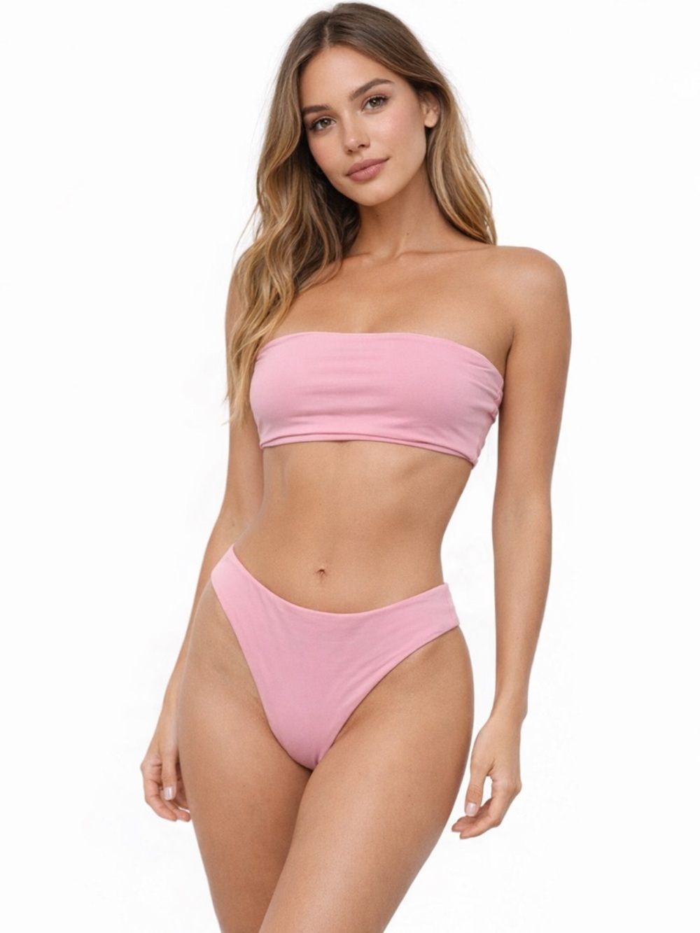 437 Strapless Bandeau Bikini Set - Dusty Pink